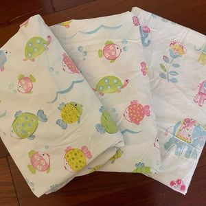 Set of 3 Pottery Barn Kids ~Lahaina & Vienna Elephant~ Crib Sheets